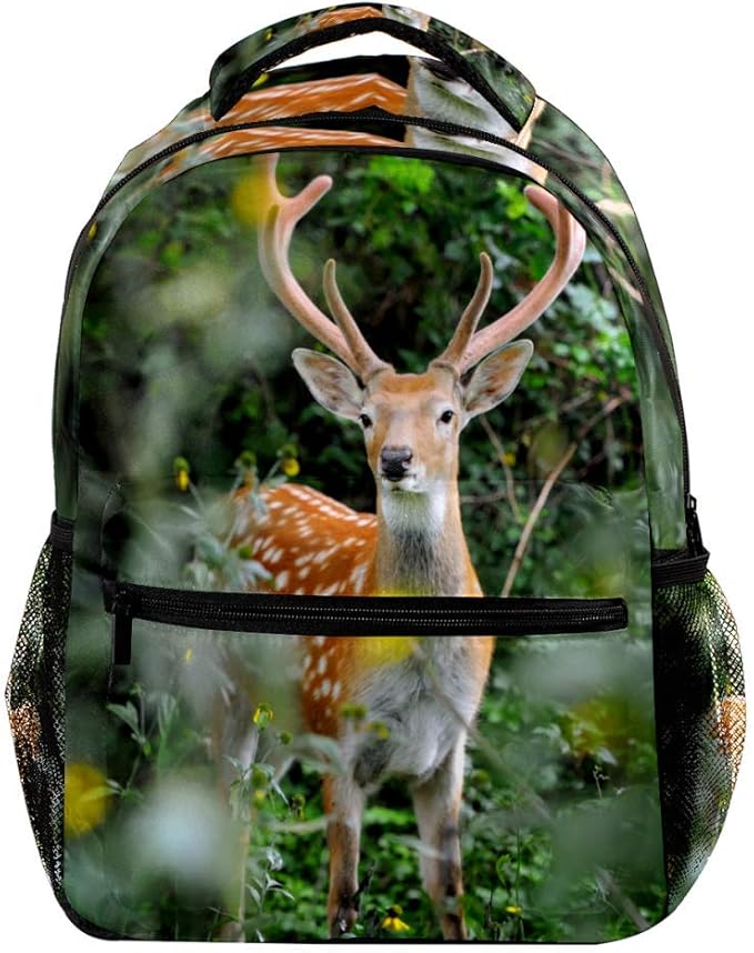 Deer Backpack Full Print MultiPocket Multifunctional Lightweight Large Capacity Shoulder Bag