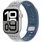 Amizee Compatible with Apple Watch Band 49/46/45/44/42/41/40/38mm Men, Silicone Breathable Magnetic Strap for iWatch Ultra 3/2/1 Series 11 10 9 8 7 6 5 4 SE3/2/1 (42/41/40/38mm, Gray Blue)