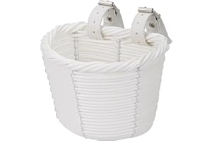 YMHOART Kids Bike Basket Front, Little Girls Bicycle Small Baskets for Women Brown Mini Cute Round Wicker Woven Lass Basket for Boys