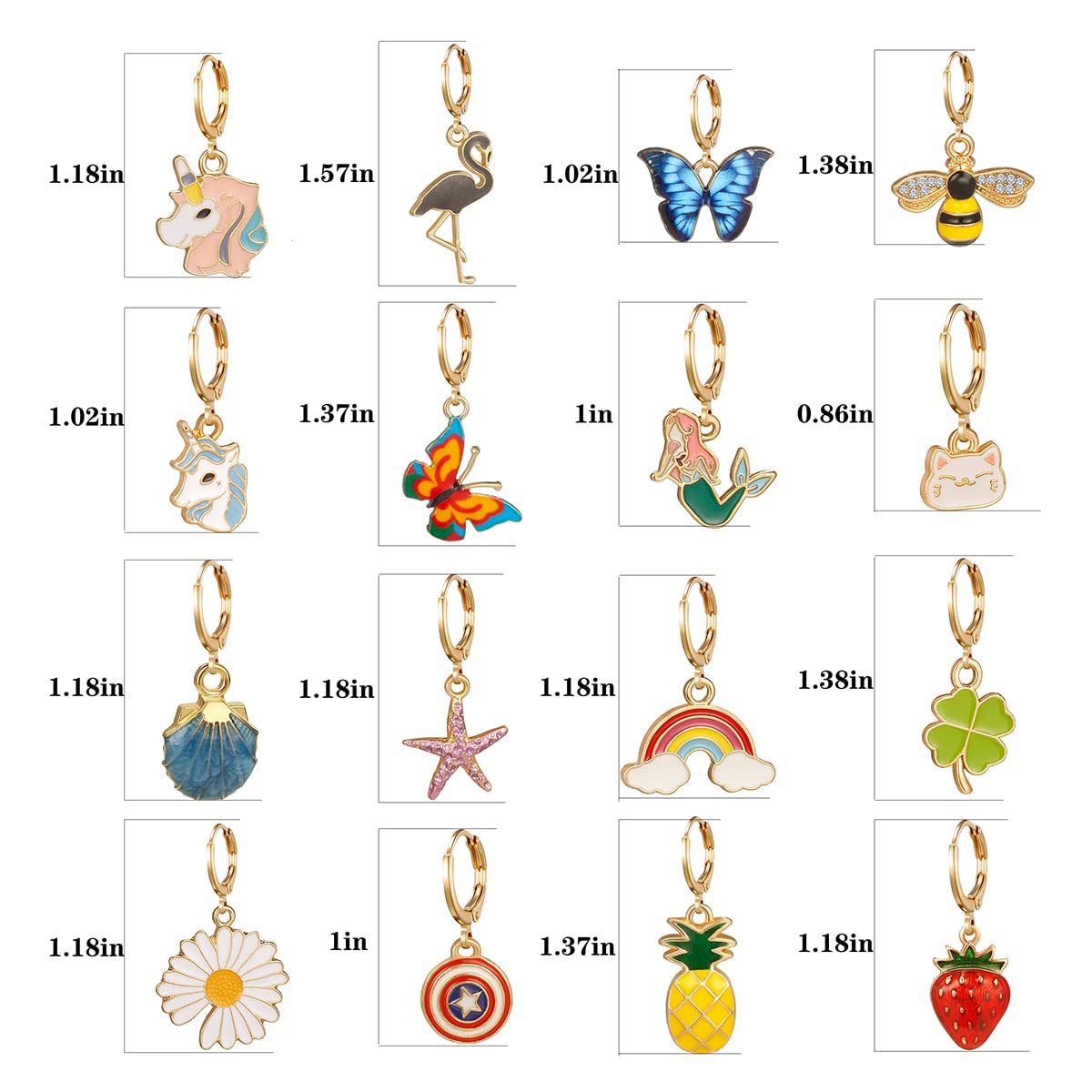 AIDSOTOU Girls Hypoallergenic Huggie Hoop Earrings with Charm Cute Small Dangle Hoop Earrings Set (10-20 Pairs)