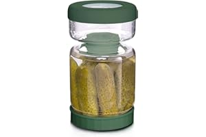 WhiteRhino Glass Pickle Jar,34oz Olive Hourglass Jar with Strainer,Airtight Glass Jar Pickle Juice Separator Jar Pickle Flip Jar for Gherkin Jalapeno