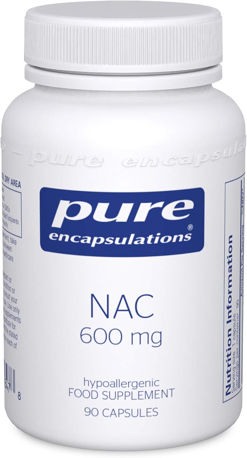 Pure Encapsulations NAC 600mg - Pure N-Acetyl-L-Cysteine for Glutathione Synthesis Support - 90 Capsules, 90 count (Pack of 1)