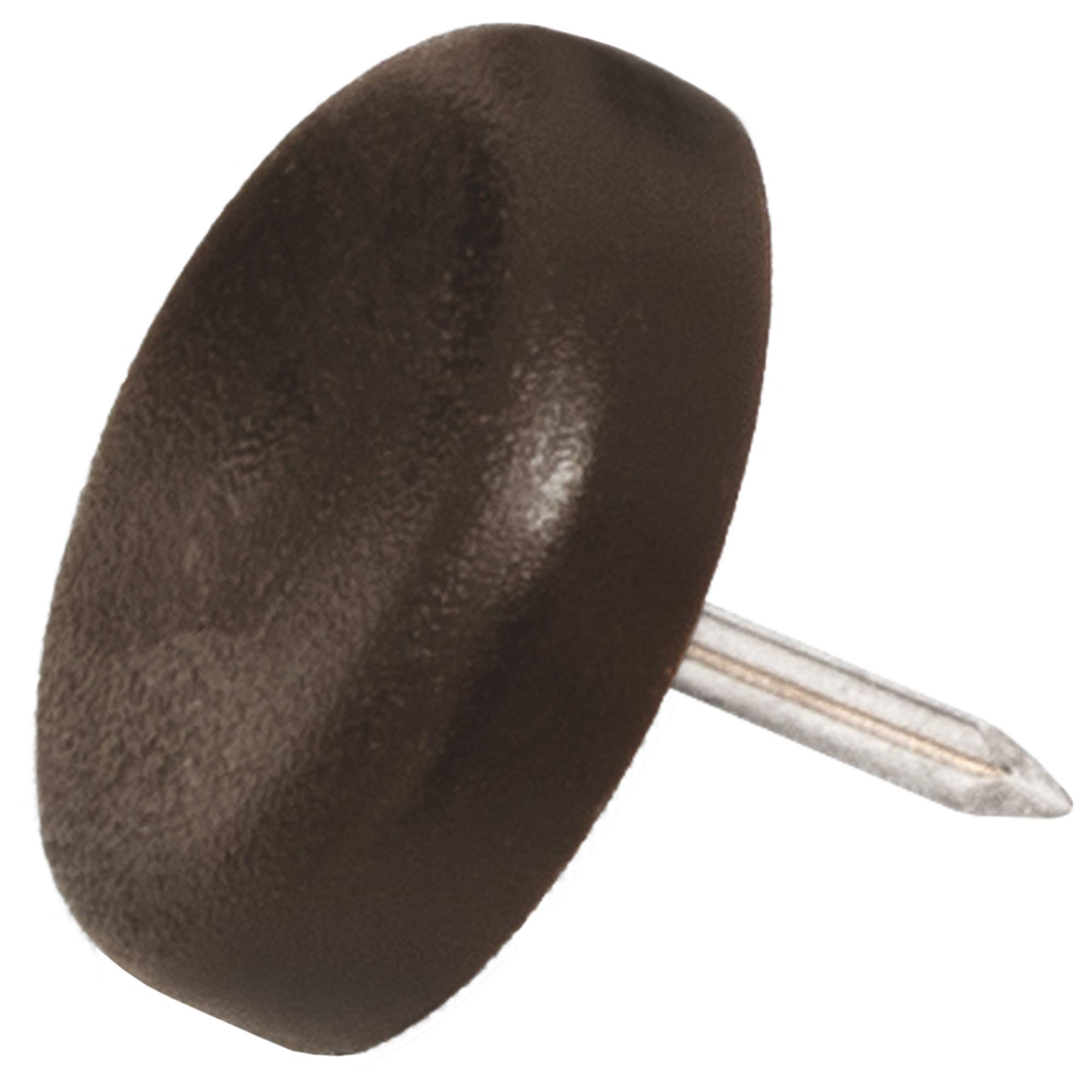 Adsamm® / 16 x Glides in plastic with nail | Ø 0,87'' (Ø 22 mm) | brown | round | Premium quality furniture sliders with nail by Adsamm®