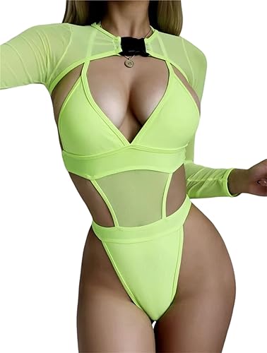 Rave Outfits for Women Piece Sets Bodysuit Cut Out Crop Top