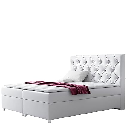 Boxspringbett Gomez mit 2 Bettkasten, Farbauswahl, 3 Größen, Taschenfederkernmatratze, Topper, Doppelbett Ehebett, Amerikanis