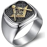 Jude Jewelers Stainless Steel Two Tone Signet Style Masonic Freemason Ring