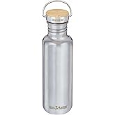 Klean Kanteen 27 oz Reflect Water Bottle with Bamboo Cap - Reusable Water Bottle - BPA-Free - Made with Stainless Steel & Food-Grade Silicone - Mirrored Stainless, 27 oz