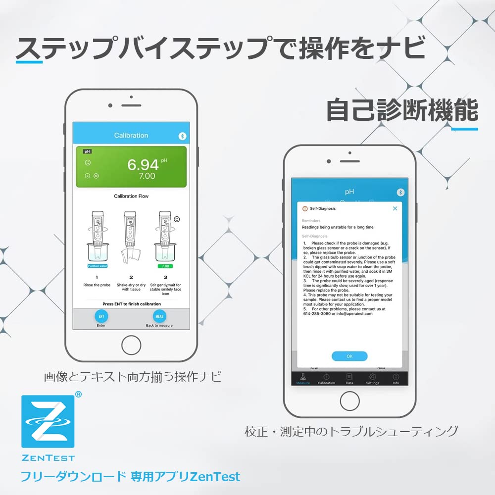 Apera Instruments, LLC-AI3719 PC60-Z Bluetooth Multi-Parameter Smart Tester Powered by ZenTest Mobile App, Measuring pH/Conductivity/TDS/Salinity/Resistivity/Temp.