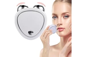 NASOFIR Microcurrent Facial Device, Anti Aging Microcurrent Facial Massager, Face Lift Device Skin Tightening Machine, USB Mini Face Roller Massager for Women(Silver Button)