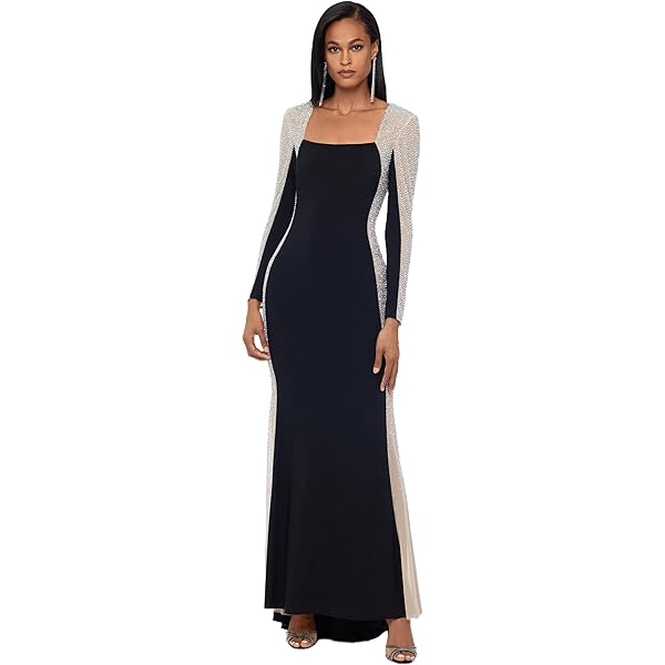 Amazon.com: Xscape Women's Long Square Neck Long Sleeve