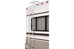 Surco 501L Universal RV/Motorhome Hinged Aluminum Exterior Ladder - Compatible with all RVs Regardless of Make or Model; Brite Dipped Polished Finish