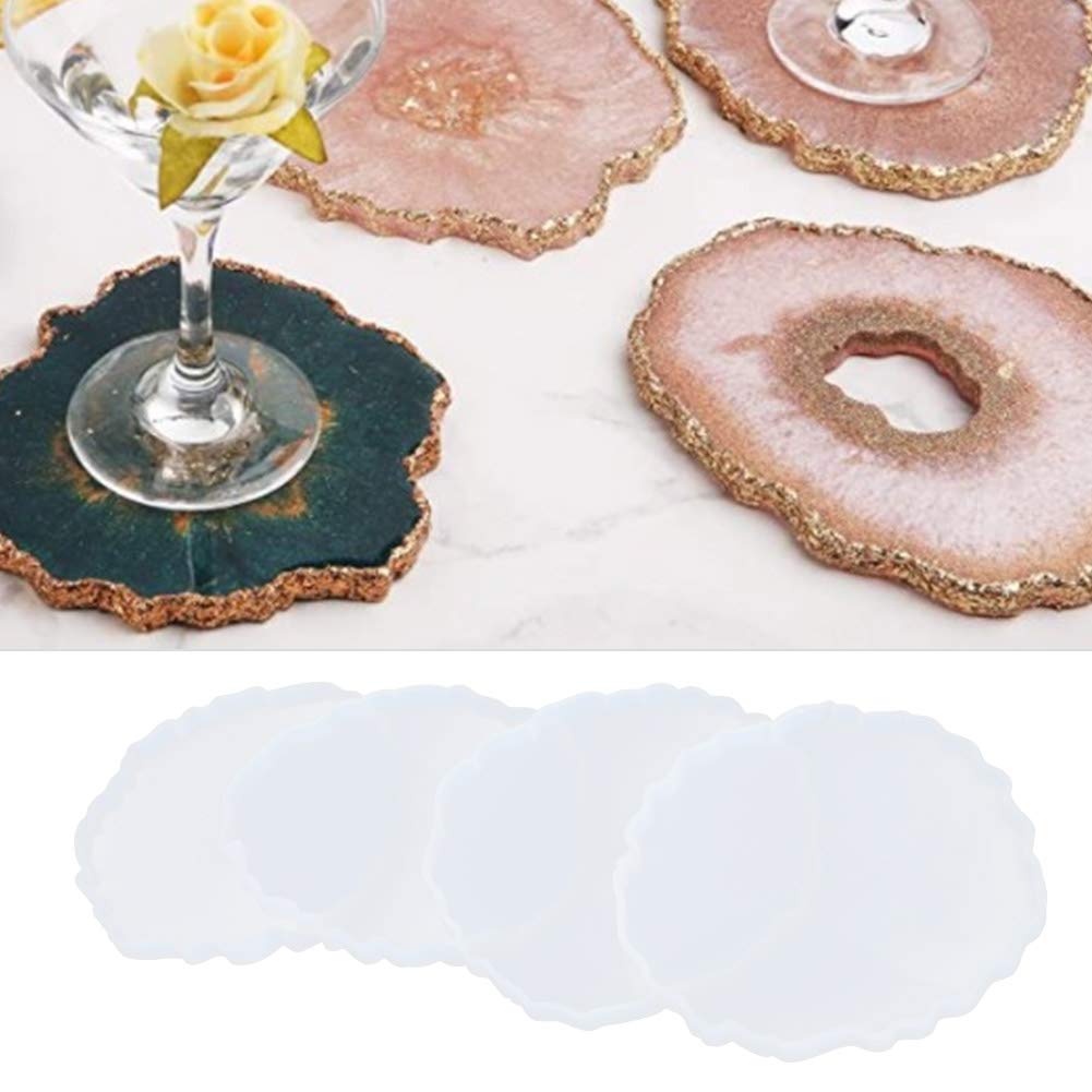 4Pcs Coaster Silicone Resin Molds Wine Glass Holder Mold DIY Epoxy Resin Casting Molds Art Resin Molds for Bowl Cups Mats