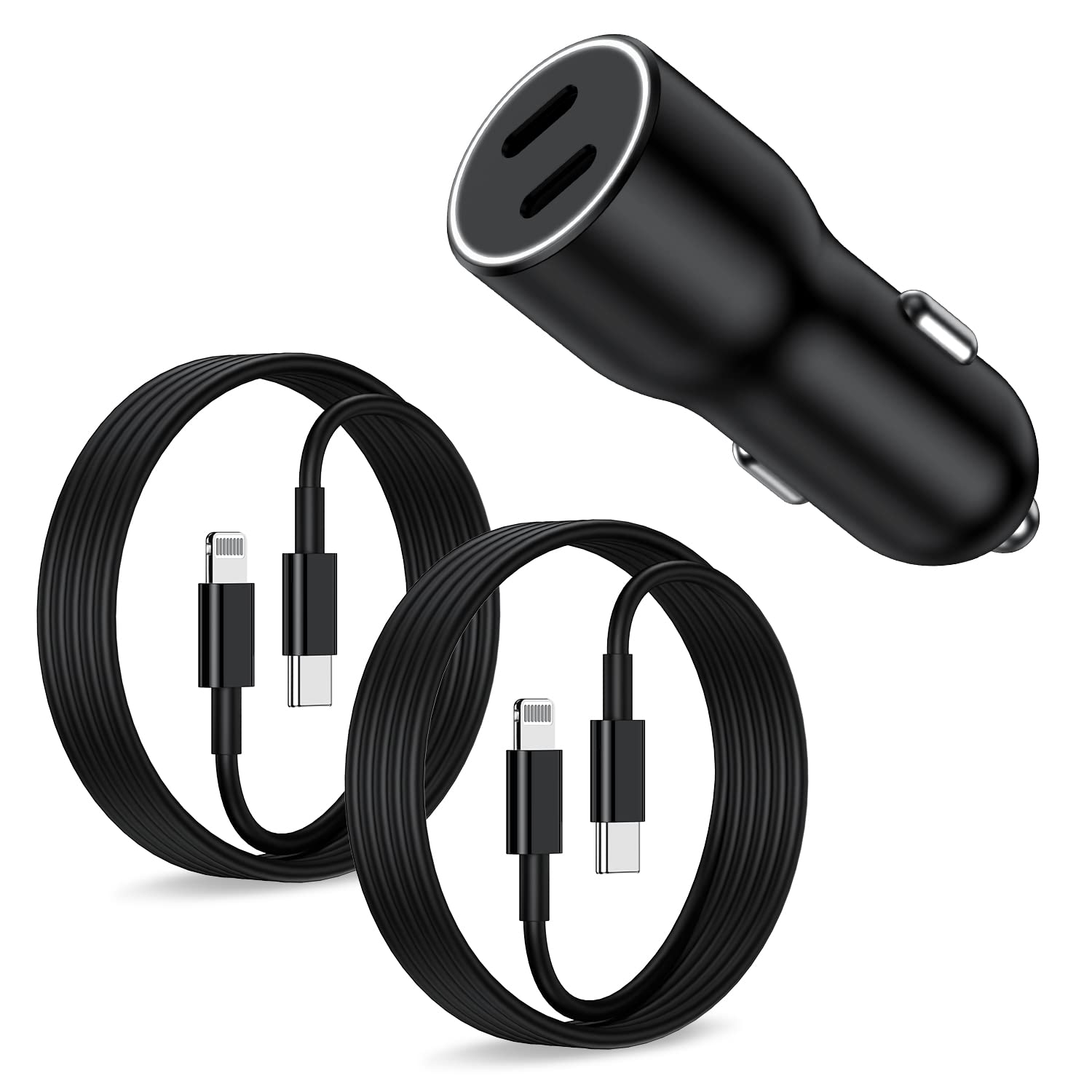 iPhone 14 13 Car Charger, [Apple MFi Certified] 45W Dual Port USB C Rapid Apple Car Adapter with 10ft Type C to Lightning Cable Fast Charging for iPhone 14 Pro/14 Pro Max/14 Plus/13/12/11/XS/SE,iPad