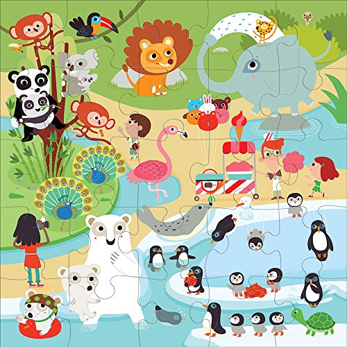 Mudpuppy Jumbo At the Zoo Puzzle for Ages 2 & Up - 25 Piece Puzzle Featuring Fun Zoo Animals Illustrations, 22' Square