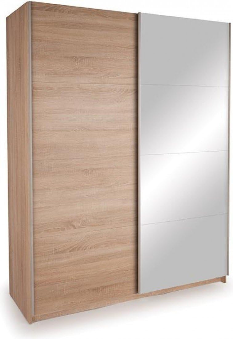 Dallas Sliding 2 Door Bedroom Wardrobe Storage Closet | Mirror/3D Textured Oak