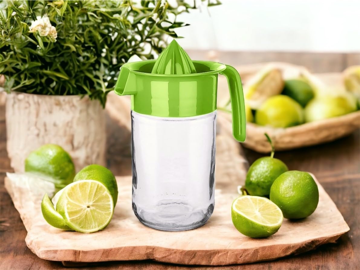 Glass Jar Manual Hand Juicer Citrus Lime Orange Lemon Fruit Press Squeezer Strainer Fresh Juice filter Healthy Kitchen Gadget Non Slip No Electricity No Noise 660ml (660ml Lemon Squeezer Green)