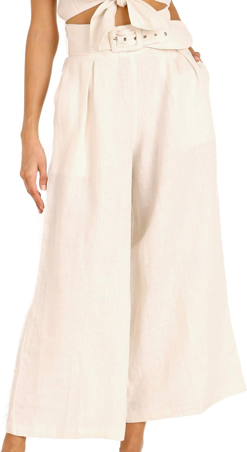 white high waisted trousers wide leg