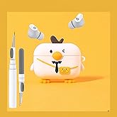 LiWerlly Cute Duck Case for Beat Studio Buds Case, Funny 3D Cartoon Kawaii Cool New Beat Studio + Cover Skin with Cleaning Kit & Keychain for Beat Studio Earbuds for Boys Girls Kids Teen, Bag Duck