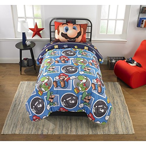 Low Cost Super Mario Bros Twin Comforter Sheet Set 4 Piece Bed