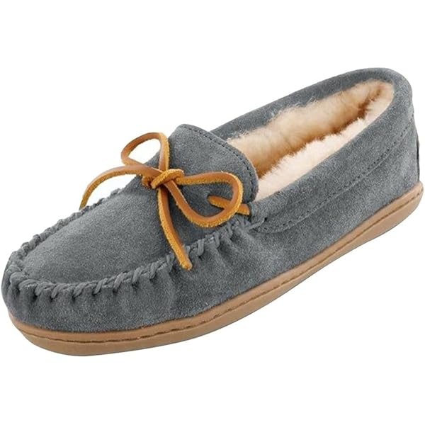 Amazon.com | Minnetonka Mens Sheepskin Hardsole Moccasin, Grey