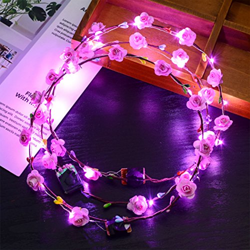 image for LED Flower Crown, Fascigirl 10PCS Flower Wreath Garland Flower Headdre