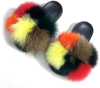 fox fur flip flops
