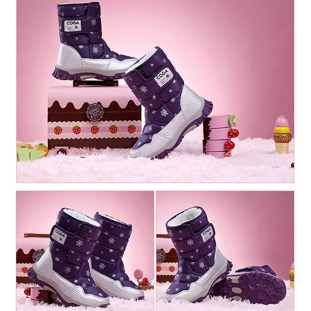 MARITONY Kid\'s Snow Boots for Girls and Boys, Warm Cozy Waterproof Winter Safety Glitter Puffer Shoes