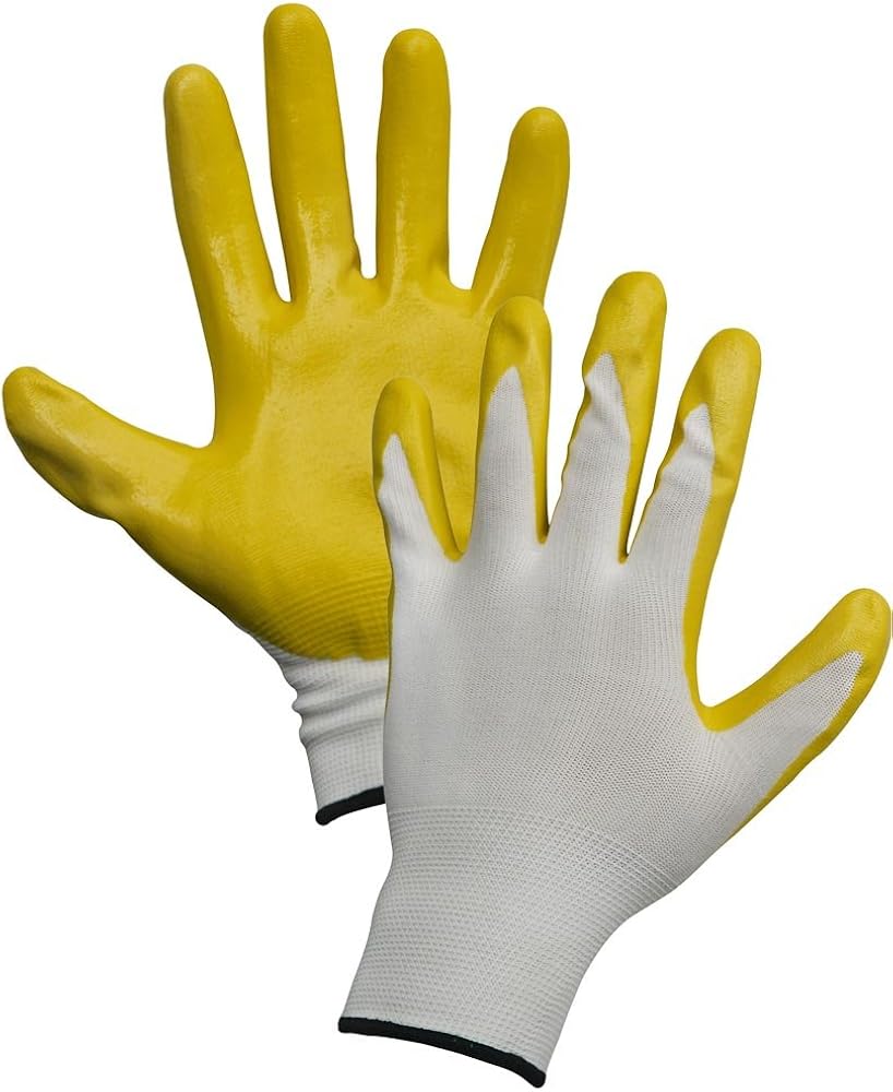 Guanti Da Lavoro Raven Taglia 11 - 12 Paia, In Poliestere E Nitrile, Per Lavori Di Precisione