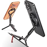 Ultra-Compact Magnetic Tripod & Phone Grip for MagSafe - 20 N52 Magnets, Foldable Hook & 1/4" Screw Mount, Compatible with iPhone 12-17 & MagSafe Cases