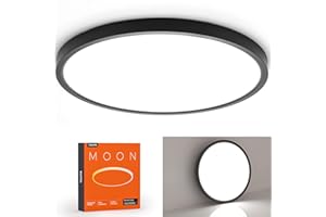 TALOYA LED Flush Mount Ceiling Light Fixture, 18W (180W Incandescent Equiv.),8.9 Inch,Low Profile,Slim Black Ceiling Lamp for Closets,Stairwells, Day Light,ETL Listed,Non-DIMMABLE