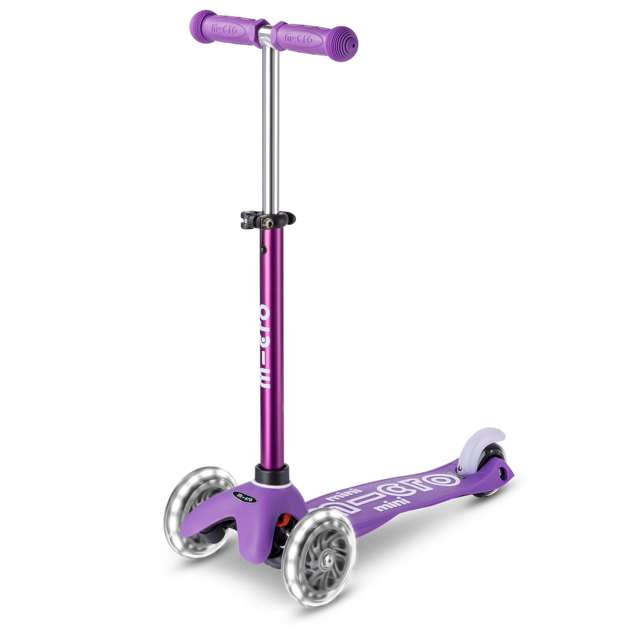 Micro Scooters | Mini Micro Deluxe LED Children's Scooter | Extra Grippy Deck | Weather Tested Stem | Remove & Fold Handlebar | Light Up Wheels | 2-5yrs | Boys & Girls | Purple — image 1
