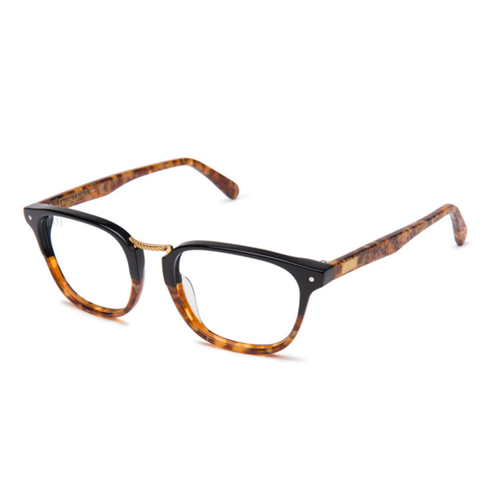 9Five The Olson Amber Snake Clear Lens Reader Glasses