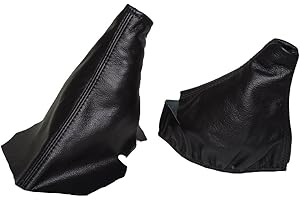 The Tuning-Shop Ltd Compatible with Automatic Shift Boot & E Brake Boot for Chevrolet Corvette C5 1997-2004 Black Genuine Leather