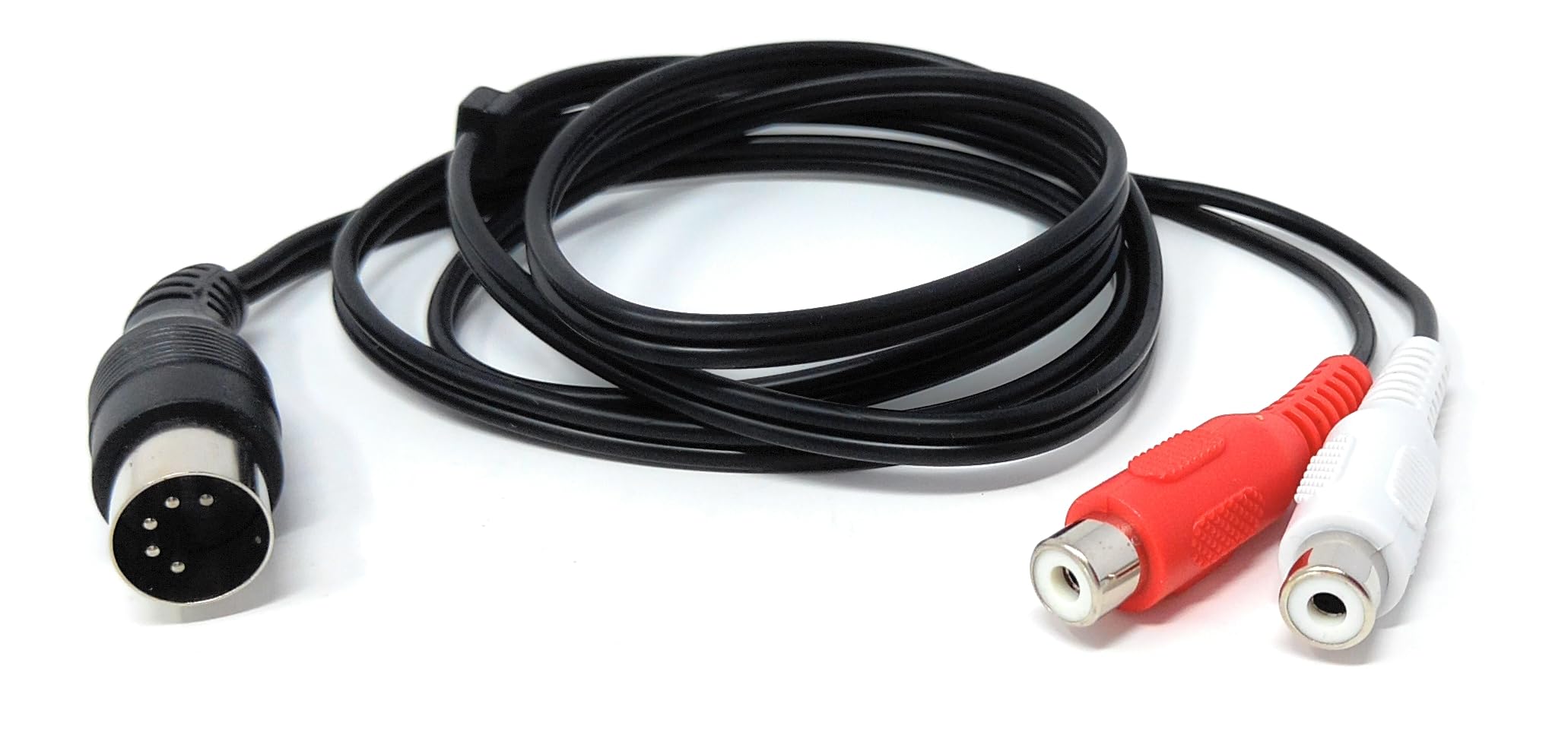 DRUT 1.2m 5 Pin DIN Male to 2 RCA Female Phono Sockets Screened Audio Video Cable Adapter 4ft