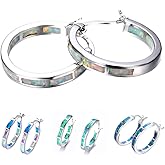 Life Stage Fire Created-Opal 925 Sterling Silver Round Hoop Dangle Earrings Women's Fashion Jewelry