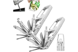 2PCS Mini Multi Tool, 12 in 1 Foldable Stainless Steel Keychain Multitool, Portable Pocket Size Mini Multitool with Bottle Op