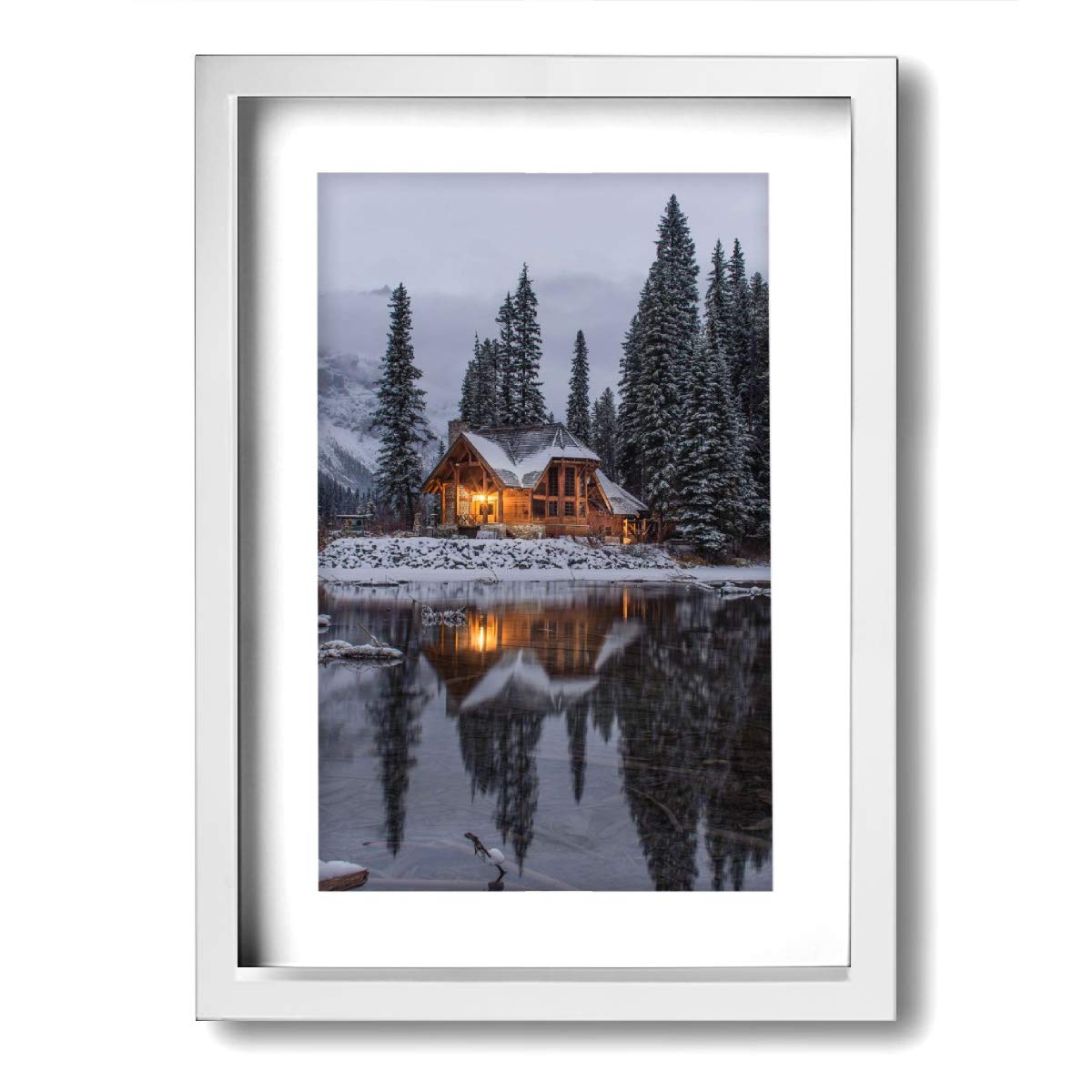 Amazon Com Sruhqu Canvas Wall Art Prints Winter Log Cabin Forest