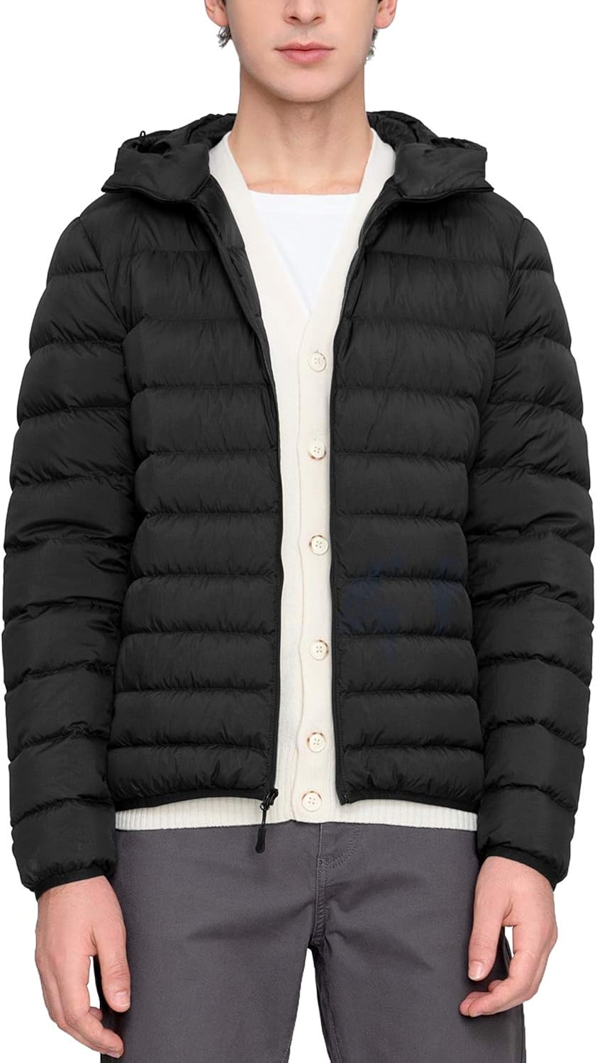 LAPASA Men's Hooded Down Jacket Lightweight Packable Winter Coat Water-Resistant M54 at  Men’s Clothing store