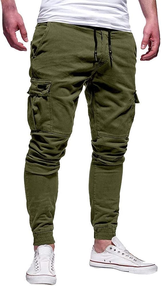 Anaisy Herren Funktionelle Taschen Hosen Slim Fit Sweatpants Casual Cargo Joggerhose Sport ...