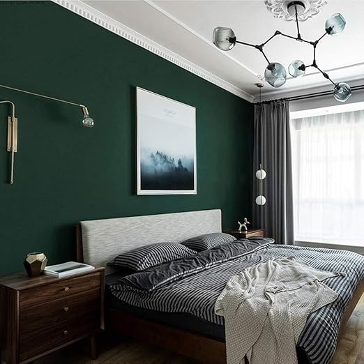 Dp Papel Tapiz Verde Dormitorio Color Liso Salon Restaurante