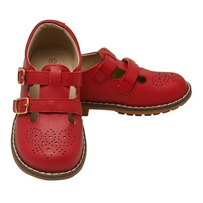 LAmour Girls Red Leather T-Strap Shoes for Kids Kuwait Ubuy