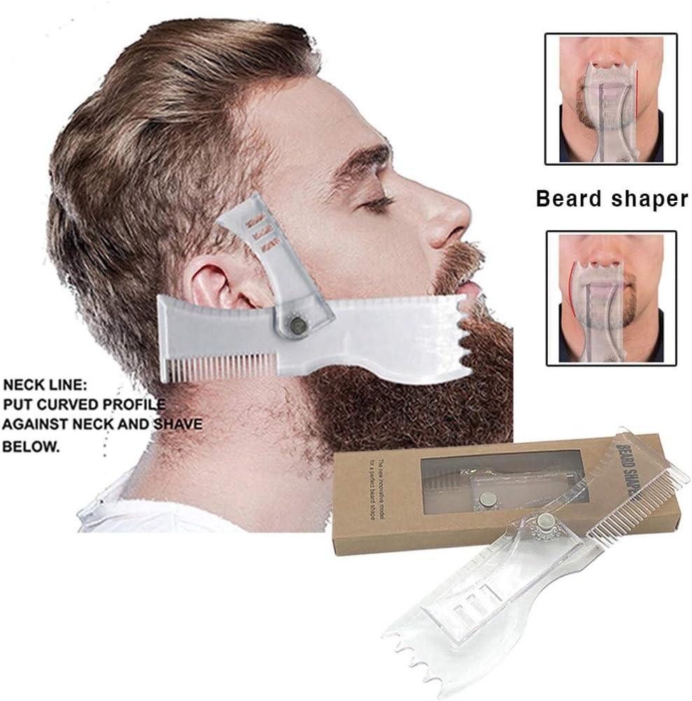 Masrin Rotating Beard Styling Comb Man's Beard Shaping Styling Template Beard Comb Shaving Cut Beard Styling Tool (Clear)