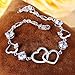 EleQueen 925 Sterling Silver Round CZ Double Love Heart Link Bracelet, 6.5