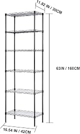 FTEYUET 6-Tier Metal Shelving Unit Black Heavy Duty Wire Storage Shelf view 7