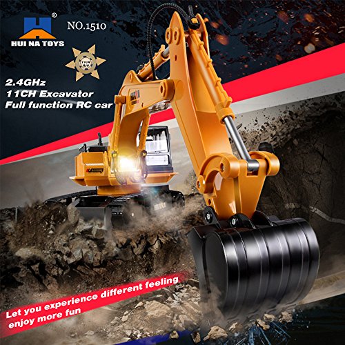Goolsky 2.4GHz 11 Channel Crawler Full-Function RC Excavator, Radio Remote Control Construction Truck Heavy Machinery Toys