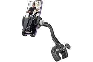Gooseneck Spin Bike Phone Holder, Cell Phone Mount Exercise Bike Handlebar Clamp for Stationary Bicycle, Treadmill, Microphon