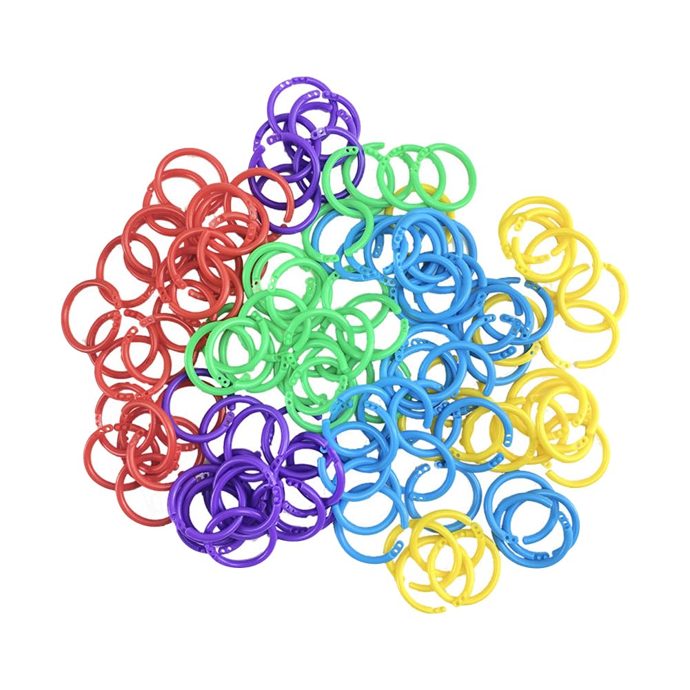 JIHUOO 300 Pcs Small Plastic Binder Rings Index Card Rings Loose Leaf Book Binder Rings Small Notebook Binding Rings Office Ring Clips Colorful Keychain Rings