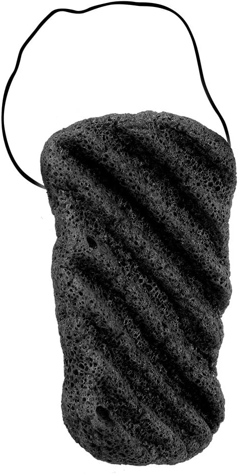 Konjac Sponge Set, Natural Long Wave Body Sponge for Deep Cleansing Skin Care Big Size Facial & Body Wash Sponge (Black