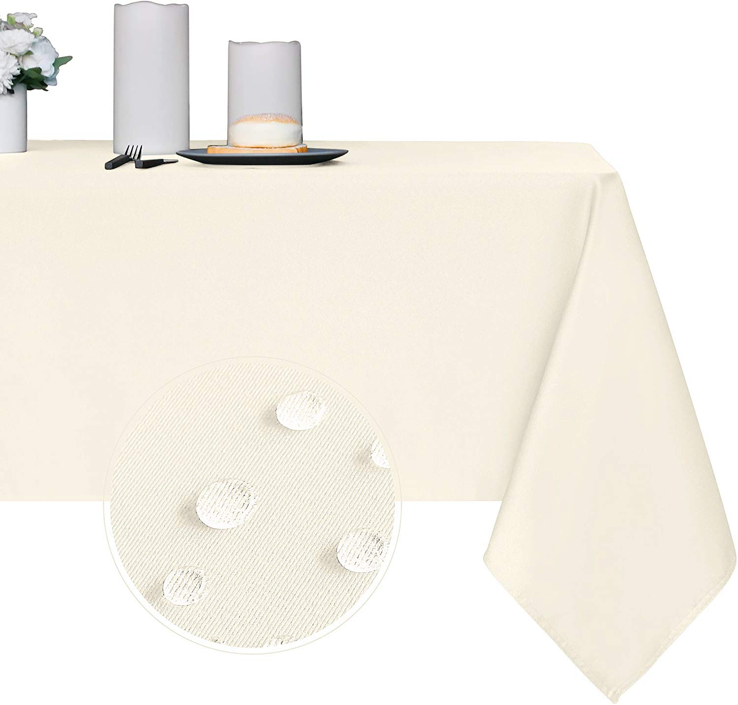 Photo 1 of (new60x60) Obstal 210GSM Rectangle Table Cloth - Heavy Duty Water Proof Microfiber Tablecloth, Decorative Fabric Table Cover for Outdoor and Indoor Use (Ivory,60 x 60 Inch)