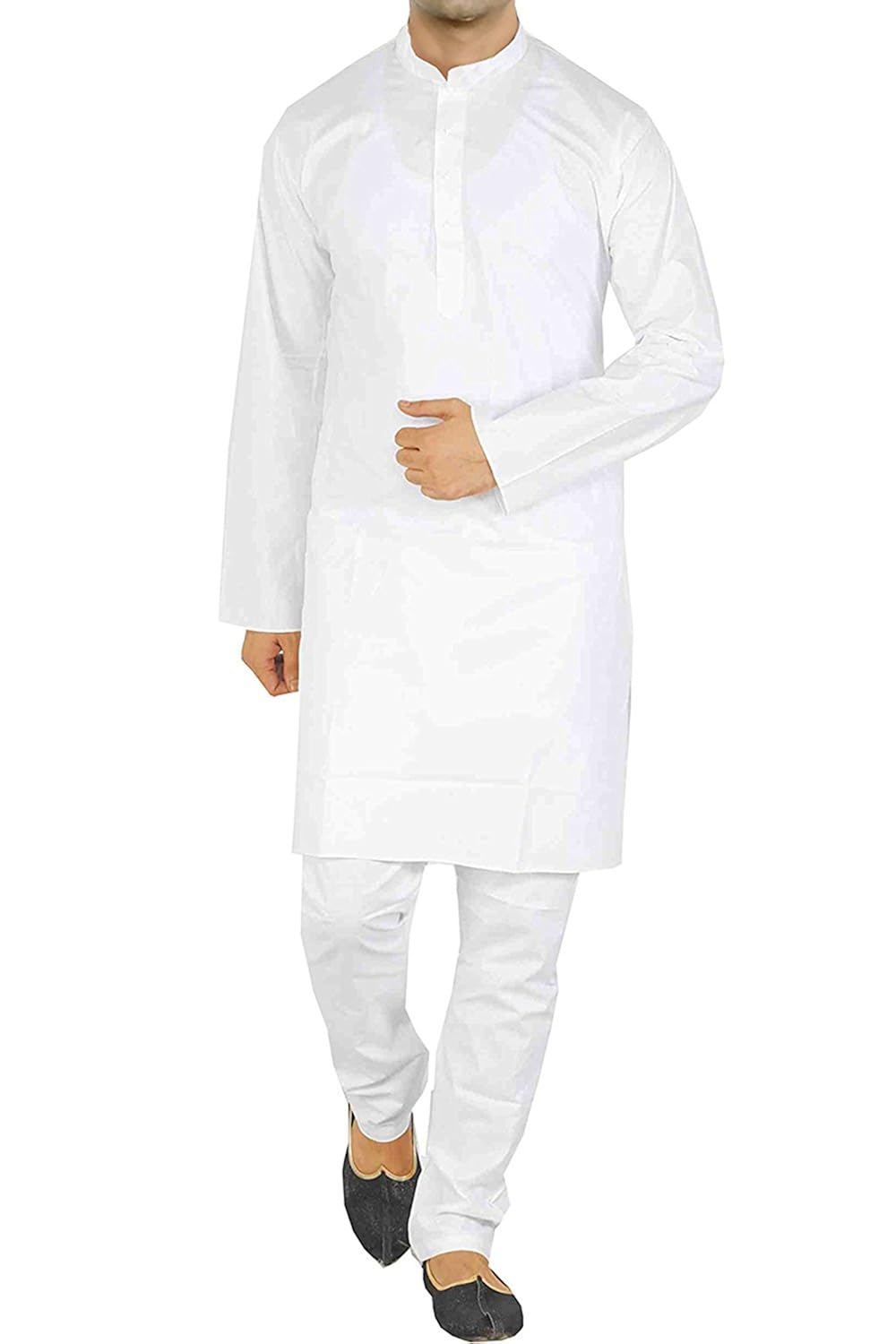 decore men's white cotton kurta pyjama set